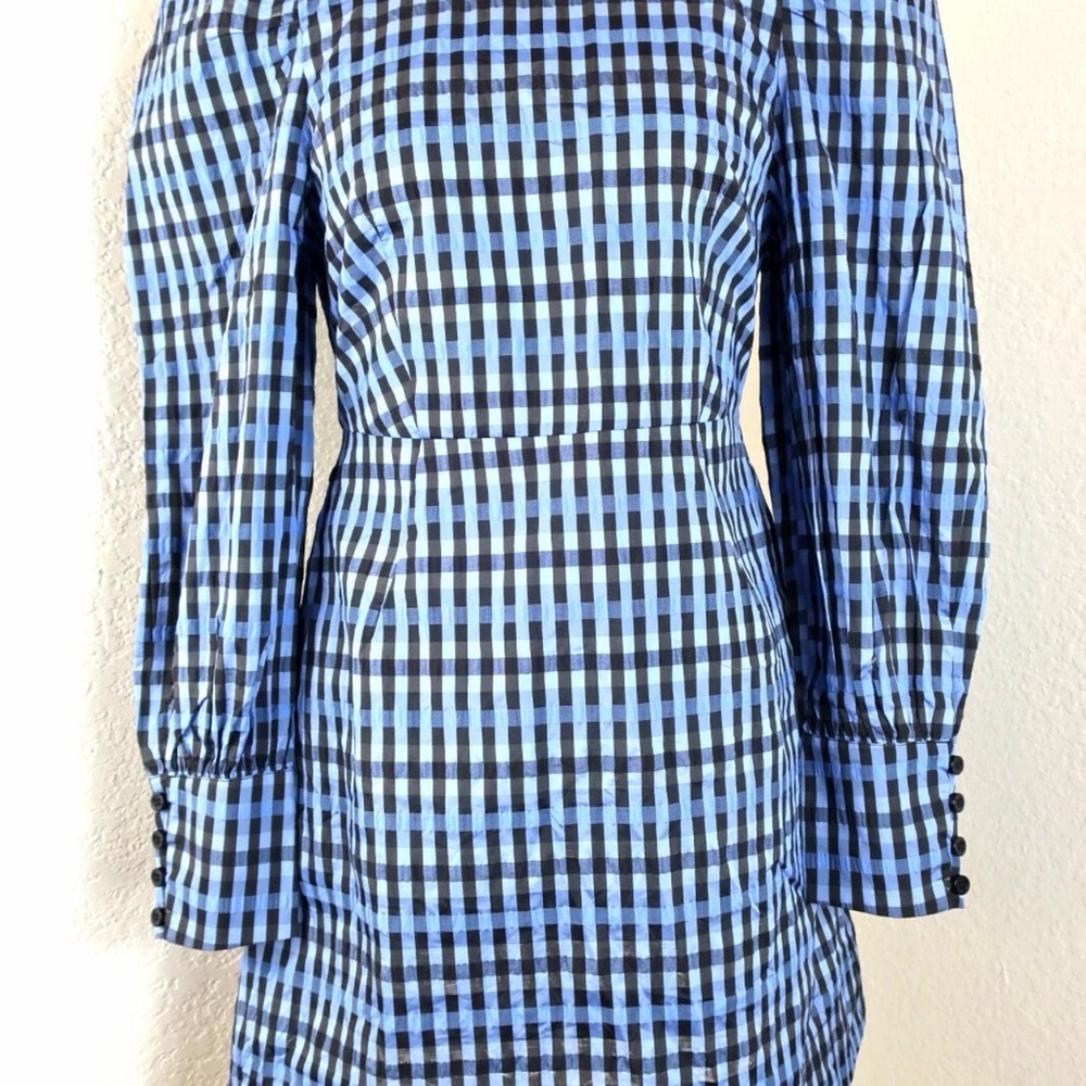 BAUM PFERDGARTEN Blue Black Plaid Long Sleeve Dress Small 4 5 6
